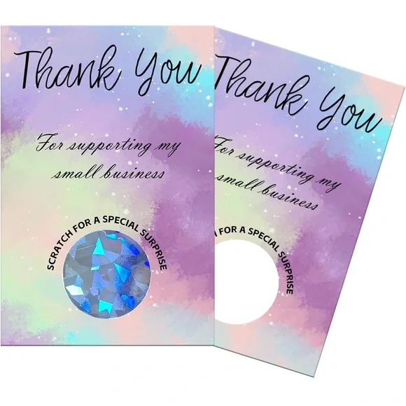 Holographic Thank You Cards with Stickers (25) Scratch Off - Picture 2 of 4